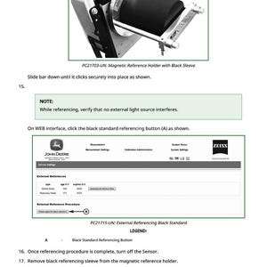 May include: Diagram of a magnetic reference holder with a black sleeve, and a screenshot of a web interface with external reference settings. Text includes instructions for referencing and a legend for a black standard button.
