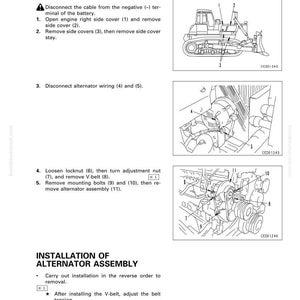 Op de afbeelding: Technische tekening uit een handleiding die de demontage en montage van een dynamo illustreert. De afbeelding toont verschillende componenten met genummerde labels en instructies voor installatie.