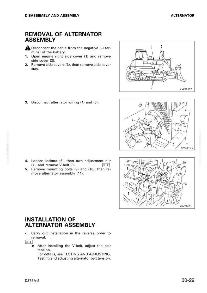 Op de afbeelding: Technische tekening uit een handleiding die de demontage en montage van een dynamo illustreert. De afbeelding toont verschillende componenten met genummerde labels en instructies voor installatie.