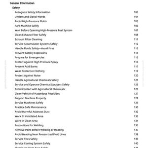 K&ouml;nnte beinhalten: Eine Seite aus einem Handbuch mit dem Titel &bdquo;Inhaltsverzeichnis&ldquo; mit einer Liste von Sicherheitsthemen. Der Text ist schwarz auf wei&szlig;em Hintergrund. Zu den Themen geh&ouml;ren Sicherheitsinformationen, Hochdruckfl&uuml;ssigkeiten und Notfallverfahren.