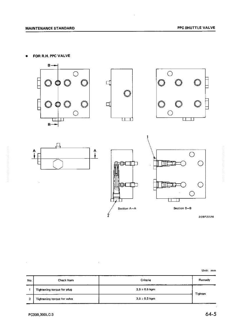 Pode incluir: Diagrama t&eacute;cnico de uma v&aacute;lvula PPC Shuttle, apresentando m&uacute;ltiplas vistas e cortes transversais. Inclui dimens&otilde;es, especifica&ccedil;&otilde;es de torque de aperto para a buj&atilde;o e v&aacute;lvula, e uma refer&ecirc;ncia de padr&atilde;o de manuten&ccedil;&atilde;o. O diagrama &eacute; rotulado com texto e medidas em mil&iacute;metros.