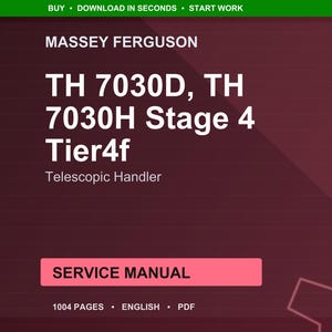 Massey ferguson Th 7030d 7030h stage 4 tier4f Telescopic handler Service Manual PDF | Workshop Repair | Instant Download image 1