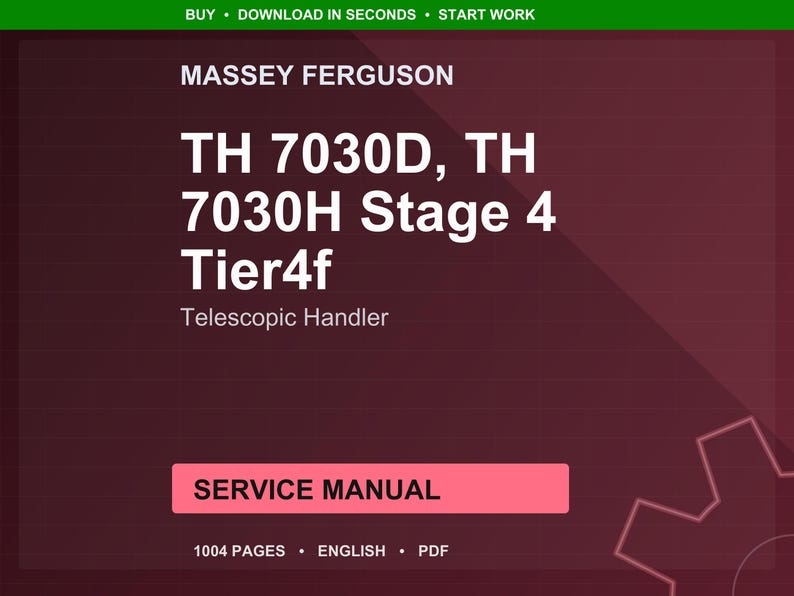 Massey ferguson Th 7030d 7030h stage 4 tier4f Telescopic handler Service Manual PDF | Workshop Repair | Instant Download image 1
