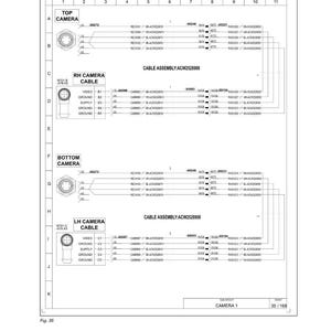 May include: Diagram of a Fendt tractor camera system, labeled "Camera 1." The diagram includes wiring schematics for top, right-hand, bottom, and left-hand cameras, with labels for cables and connections. Text includes "Cable Assembly: ACW2528900."