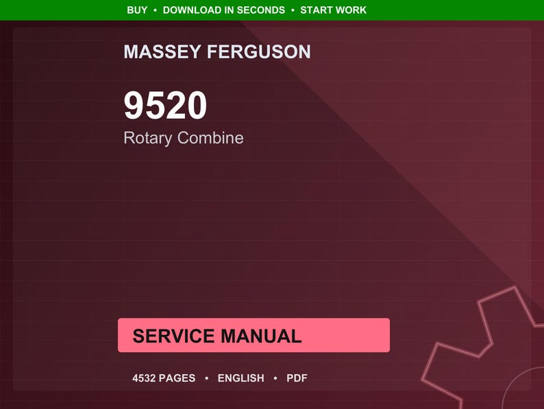 Massey Ferguson 9520 Kreisel Mähdrescher Service Anleitung PDF | Werkstattreparatur | Sofort Download Bild 1