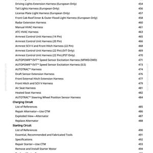 Puede incluir: Una lista detallada de componentes el&eacute;ctricos automotrices, incluyendo arneses, cables y sensores. El texto est&aacute; organizado con nombres de art&iacute;culos y n&uacute;meros de p&aacute;gina correspondientes.