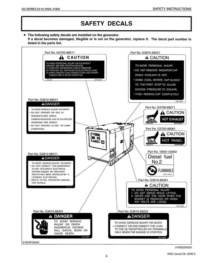 Kubota Diesel Generator SQ 50 Hertz Series Workshop Manual | Instant PDF Download image 5