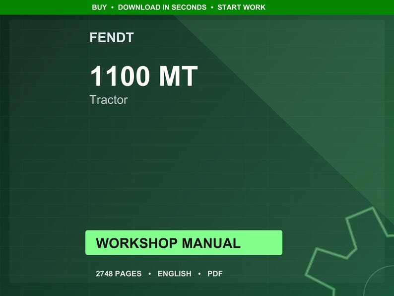 Fendt 1100 Mt Tractor Workshop Manual PDF | Service Repair | Instant Download image 1