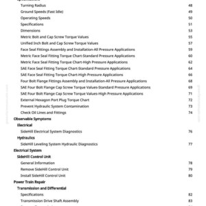 May include: A manual page detailing specifications for a four-wheel drive motor and transmission. The text includes turning radius, operating speeds, and torque values. Page number 3.