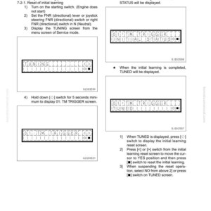 K&ouml;nnte beinhalten: Seite eines technischen Handbuchs mit Diagrammen und Anweisungen zum Einstellen und Anpassen eines Getriebes. Das Bild enth&auml;lt Text, Diagramme und einen Screenshot mit den W&ouml;rtern "TUNING" und "TM TRIGGER".