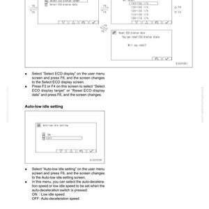 May include: A technical diagram with text and diagrams related to ECO display selection and auto-low idle settings. The document includes options for display targets and settings, with labels and check boxes. The page number is 77.