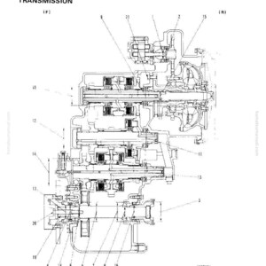 May include: Detailed technical diagram of a transmission system, labelled with numbers and lines. The diagram is in black and white, with the word "TRANSMISSION" prominently displayed at the top. The image includes the text "MAINTENANCE STANDARD".