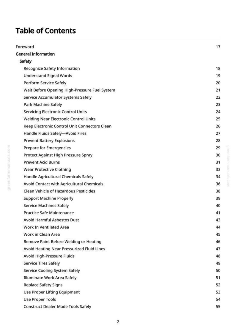 Peut inclure: Une page blanche avec une table des mati&egrave;res en texte noir. La table r&eacute;pertorie des sujets de s&eacute;curit&eacute; tels que &laquo; Reconna&icirc;tre les informations de s&eacute;curit&eacute; &raquo;, &laquo; Pr&eacute;venir les explosions de batterie &raquo; et &laquo; R&eacute;parer les pneus en toute s&eacute;curit&eacute; &raquo;. Le num&eacute;ro de page est visible en bas.