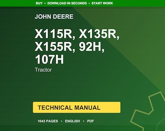 Instrukcja techniczna ciągnika John Deere X115r, X135r, X155r, 92H, 107H w formacie PDF | Pobierz natychmiast