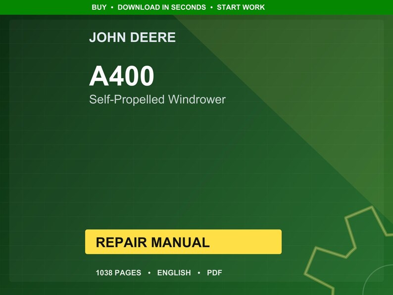 John Deere A400 Selbstfahrender Schwader Reparaturanleitung PDF | Service Werkstatt | Sofort Download Bild 1