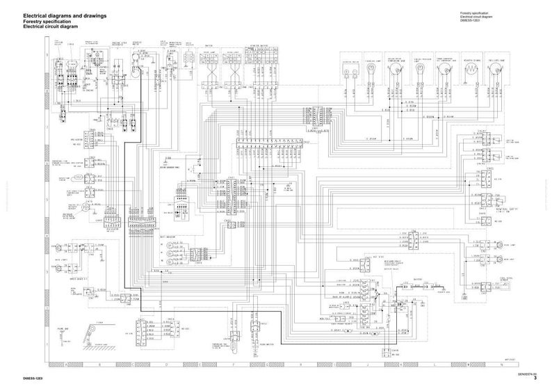May include: A detailed electrical circuit diagram for forestry specification, with numerous lines, symbols, and components. The diagram is in black and white, with text labels and annotations. The title reads "Electrical diagrams and drawings".