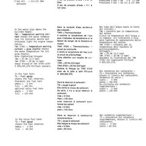 May include: A multilingual technical diagram showing engine component details, including oil pressure and fuel gauge readings. Measurements are in Ohms, with torque specifications provided. The diagram is for automotive maintenance.