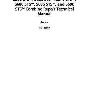 John Deere S550 Sts, S660 Sts, S670 Sts, S680 Sts, S685 Sts, And S690 Sts Combine Repair Manual Pdf | Service Workshop | Instant Download image 2