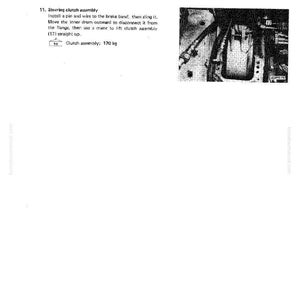 May include: A page from a manual detailing the disassembly and assembly of a steering clutch. The text includes instructions for removing the inner drum and lifting the clutch assembly, which weighs 170 kg.