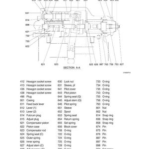 K&ouml;nnte beinhalten: Detaillierte technische Zeichnung eines Reglers mit Komponenten wie Schrauben, Federn und Kolben. Die Schwarz-Wei&szlig;-Illustration enth&auml;lt eine detaillierte Teileliste mit Bezeichnungen.