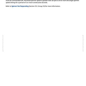 Puede incluir: Una p&aacute;gina blanca de un manual con el t&iacute;tulo "CLF Basic Independent Spinners Not Responding". El texto explica la configuraci&oacute;n de control de los spinners y las condiciones de error. La p&aacute;gina incluye una referencia a "Spinner Not Responding" y el n&uacute;mero 393.