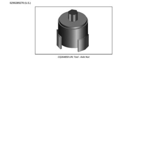 Pu&ograve; includere: Un utensile per dadi per assali in scala di grigi. L'utensile ha un corpo cilindrico con una parte superiore esagonale e due estensioni rettangolari. Il testo "Ground Drive Tools" e "Tool - Axle Nut" sono visibili.