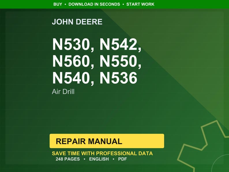 John Deere N530, N542, N560, N550, N540, N536 Air Drill Repair Manual Pdf | Service Workshop | Instant Download image 1