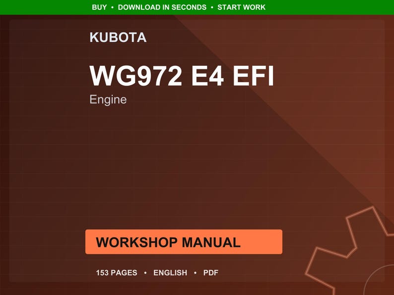 Kubota Wg972 e4 efi Engine Workshop Manual PDF | Service Repair | Instant Download image 1