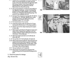 Puede incluir: Diagrama de un sistema hidr&aacute;ulico con instrucciones de llenado y mantenimiento. Incluye im&aacute;genes de componentes como una bomba, un filtro de aceite y un man&oacute;metro. El texto proporciona instrucciones paso a paso.