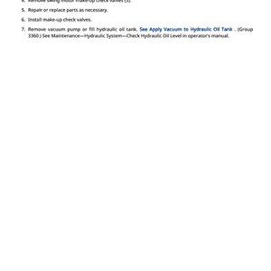 Puede incluir: Tabla de especificaciones para un dep&oacute;sito de aceite hidr&aacute;ulico. La capacidad es de 43 L (11,4 gal). Se enumeran instrucciones adicionales, como el mantenimiento y las comprobaciones de las v&aacute;lvulas.