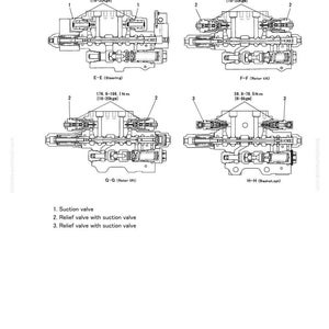 May include: Diagram of a control valve assembly with detailed schematics and labels. The image includes multiple views, measurements in Newton metres, and component descriptions like suction and relief valves.