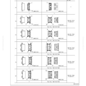 May include: Diagram of AMP070 type connectors, showing male and female housing configurations with pin numbers. Includes part numbers and testing connection details. Text includes "General information on troubleshooting" and "Connection table for connector pin numbers."