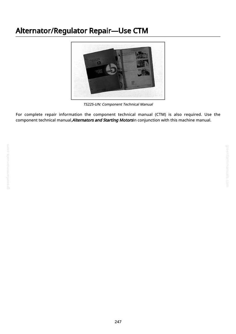 May include: The image shows a manual titled "Alternator/Regulator Repair - Use CTM." The manual is open, revealing diagrams and text. The text "TS225-UN: Component Technical Manual" is visible. The manual is for Alternators and Starting Motors.
