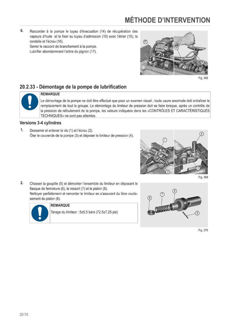 May include: Technical diagram with instructions for lubricating pump disassembly. Includes numbered diagrams of parts, such as screws, nuts, and pistons. Text in French with measurements in psi.