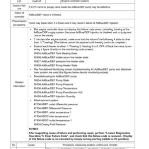 Może przedstawiać: Przewodnik rozwiązywania problem&oacute;w dla systemu AdBlue/DEF pojazdu, wyświetlający kody błęd&oacute;w i powiązane informacje. Dokument zawiera szczeg&oacute;łowe informacje na temat kod&oacute;w błęd&oacute;w, przyczyn i procedur naprawczych.