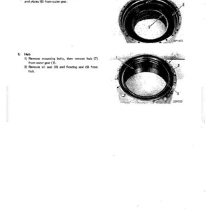 May include: Technical diagram with two circular mechanical components, labeled with numbers and text. The diagram includes instructions for removing parts, such as discs, plates, and a hub. The text includes the numbers 5, 6, 7, 8, 9, and 11.