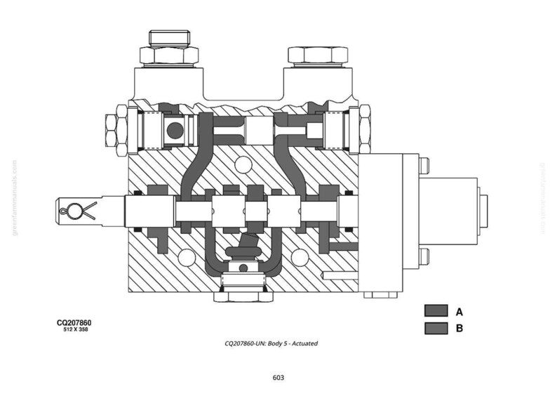 May include: Detailed cross-section diagram of a mechanical component, likely a valve or actuator. The image is in black and white, showing internal mechanisms with various shapes and sizes. Text includes "CQ207860" and "Body S - Actuated".