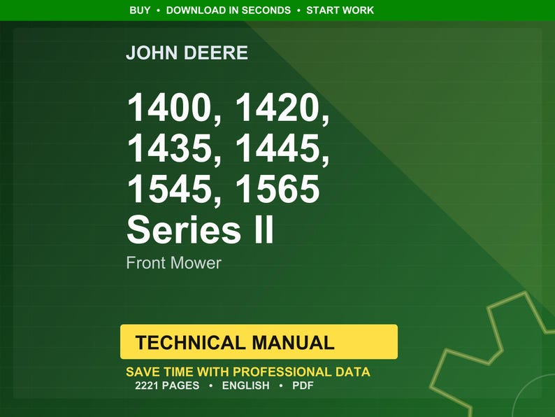 Teknisk manual för John Deere 1400, 1420, 1435, 1445, 1545, 1565 serie II frontklippare, PDF | Direkt nedladdning bild 1