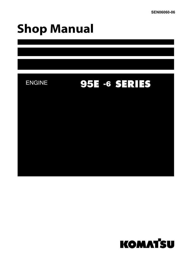 May include: A white and black shop manual with the text "Shop Manual" at the top. The text "ENGINE" is visible, along with "95E -6 SERIES". The Komatsu logo is at the bottom.