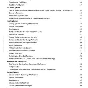 Puede incluir: Una p&aacute;gina del manual greenfarmmanuals.com, que enumera los procedimientos de reparaci&oacute;n de autom&oacute;viles. Los temas incluyen el sistema de combustible, la entrada de aire, el sistema de refrigeraci&oacute;n y el sistema el&eacute;ctrico.