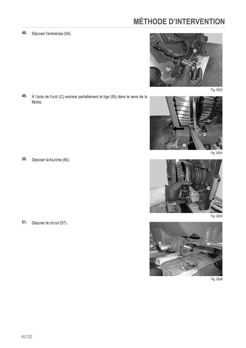 May include: A page from a technical manual with the title "M&Eacute;THODE D'INTERVENTION". The page contains four images with numbered steps and corresponding text instructions. The images show close-up views of mechanical components.