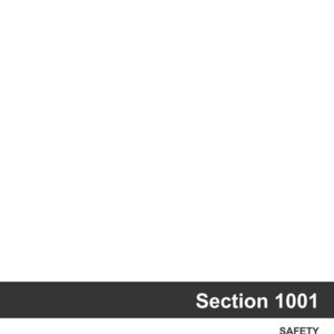 May include: A white background with a dark gray banner at the bottom. The banner contains the text "Section 1001" in white, with "SAFETY" below it, also in white. The image is simple and text-focused.