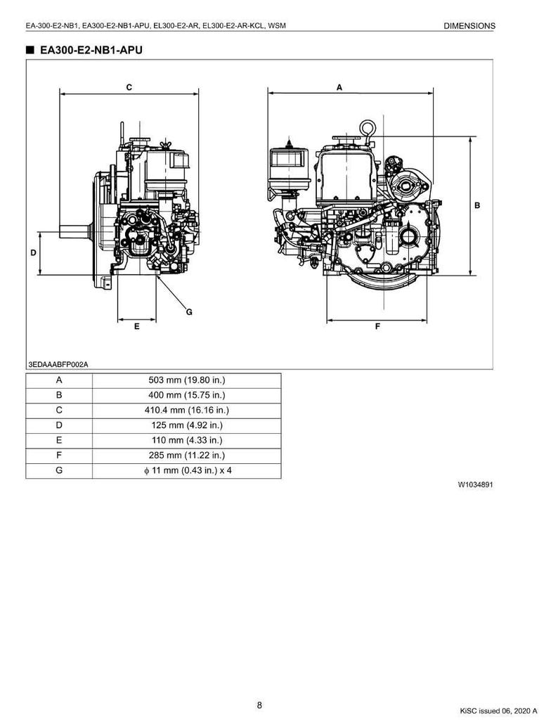 Puede incluir: Diagrama t&eacute;cnico de un motor EA300-E2-NB1-APU, con dimensiones etiquetadas. El diagrama muestra el motor desde dos &aacute;ngulos, con medidas en mil&iacute;metros y pulgadas. Las dimensiones clave incluyen 503 mm (19,80 pulgadas) de longitud y 400 mm (15,75 pulgadas) de altura.