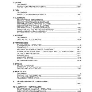 Może przedstawiać: Czarno-biała strona z indeksem gł&oacute;wnym, zatytułowana "MAIN INDEX". Sekcje obejmują "ENGINE", "FUEL" i "ELECTRICAL", z numerami stron po prawej stronie. Wydanie to 12-2009.