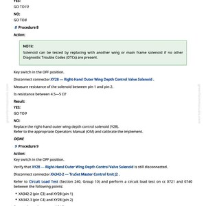 May include: A page from a greenfarmmanuals.com manual with troubleshooting steps for a tractor's SCV. The text includes instructions for checking the solenoid, with diagrams and procedures. The page is white with black text.