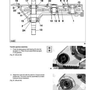 May include: Diagram of a transfer gearbox assembly with numbered components. Includes detailed illustrations of the assembly process, with text instructions and part numbers. The image is a technical drawing for automotive repair.