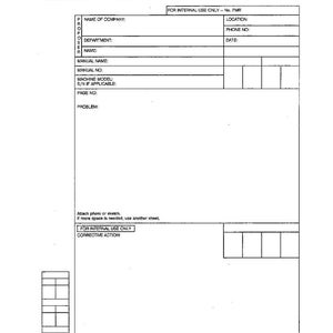 Puede incluir: Un formulario blanco titulado "PROPUESTA DE REVISI&Oacute;N MANUAL" de Komatsu America International Company. El formulario incluye campos para informaci&oacute;n de la empresa, detalles del manual y una secci&oacute;n para acciones correctivas.