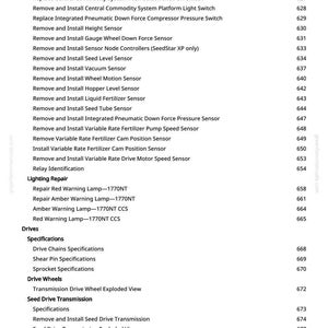 May include: A detailed page from a manual, listing various components and procedures. The text includes terms like "Adjust Marker Winglet Switch," "Repair Red Warning Lamp," and "Drive Chains Specifications." The page number is 9.