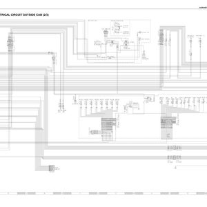 May include: Diagram for electrical circuit outside cab (2/3) with a complex network of lines, symbols, and text. The diagram is in black and white, showing the intricate wiring of an electrical system.