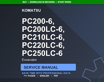 Komatsu PC200 PC210 PC220 PC250LC-6 Hydraulic Excavator Service Manual Repair Workshop Pdf Download